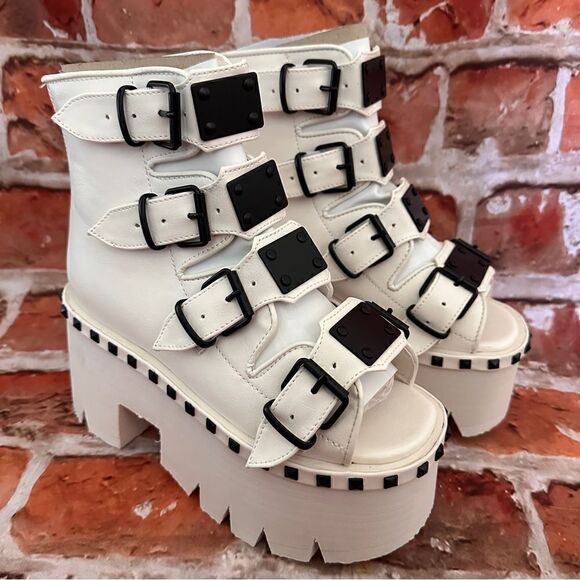 NIB Demonia ashes platform bootie sandals Sz 7 - Picture 1 of 9